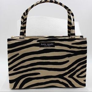 Brand new Vintage Kate Spade Small Sam black and cream zebra print box tote.